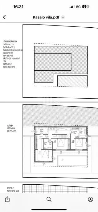 čiovo, građevinsko zemljište (451m2)sa građevinskom dozvolom za villu, trogir - slika 2