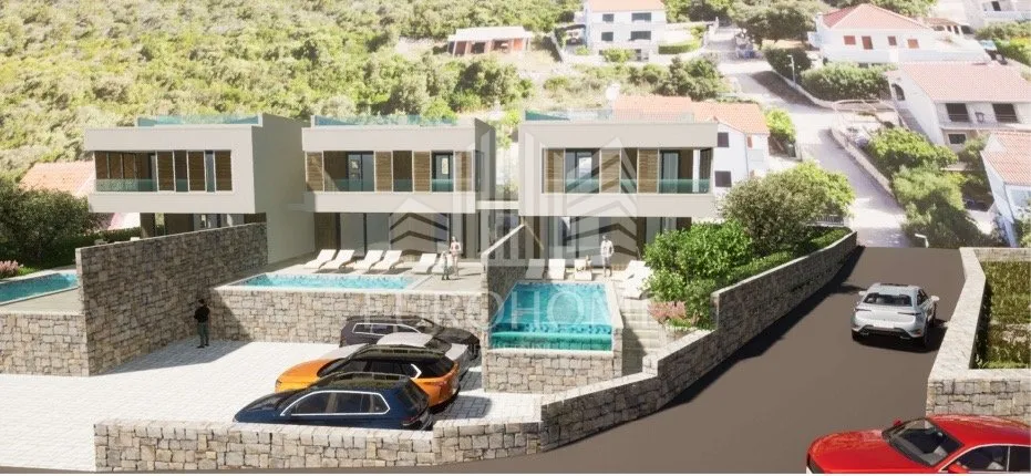 marina, vinišće, projekt za 3 moderne ville s bazenima i pogledom na more - slika 22