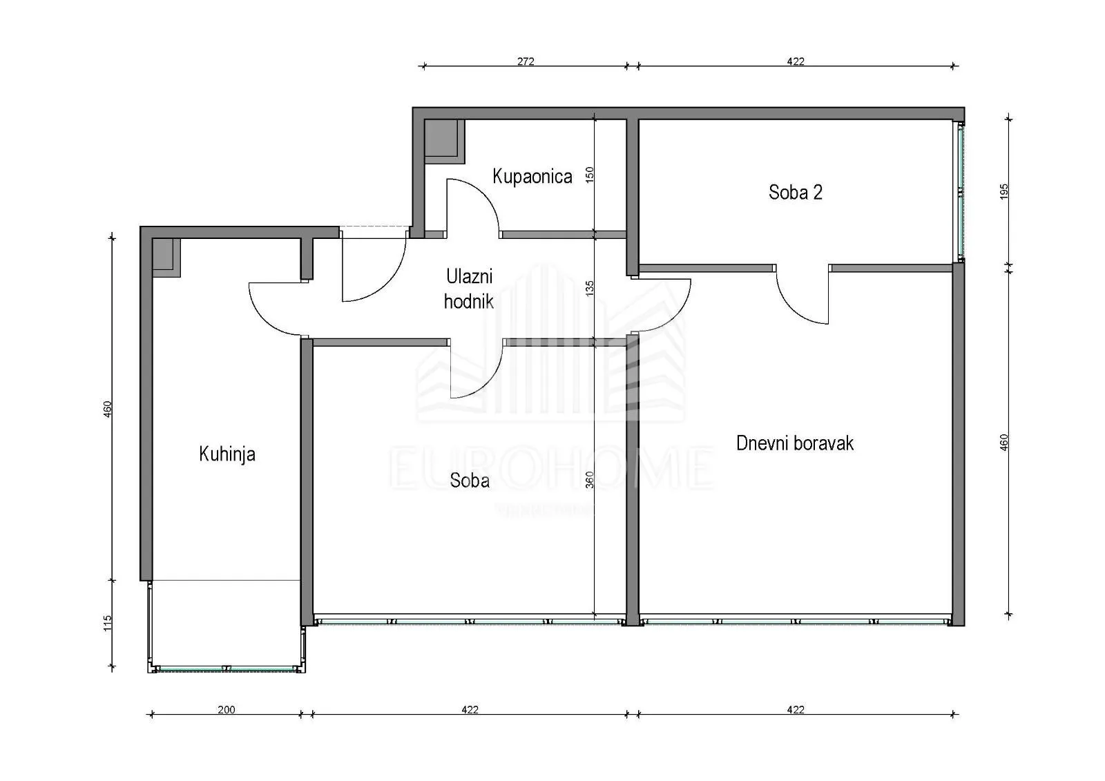 trosoban stan srednjaci 62 m² potpuno namješten - slika 9