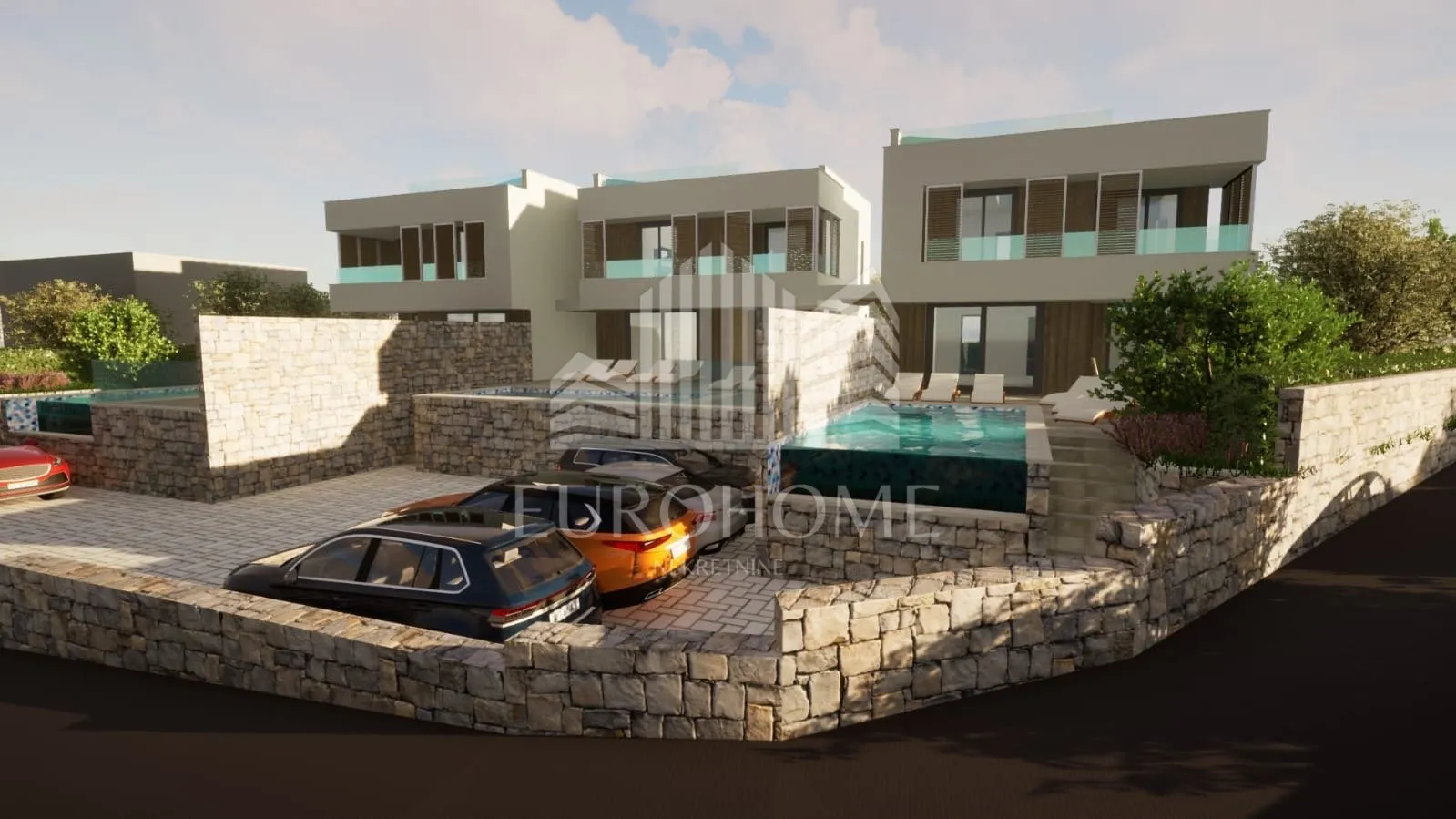 marina, vinišće, projekt za 3 moderne ville s bazenima i pogledom na more - slika 24