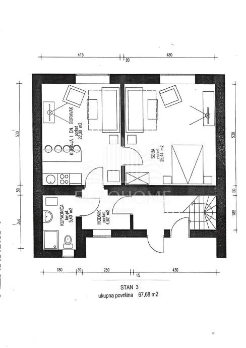 centar, dvoetažni stan 137m2, 3 apartmana - slika 22