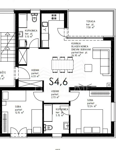 privlaka, sabunike, novogradnja, trosobni stan 74,47m2+parking - slika 10