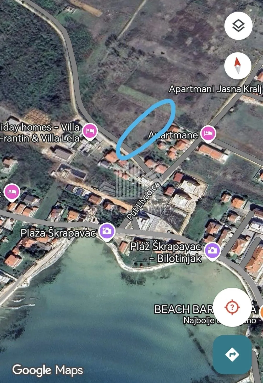 PRIVLAKA, GRAĐEVINSKO ZEMLJIŠTE 120m od mora