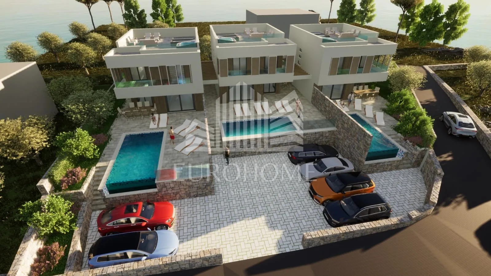 MARINA, Vinišće, Projekt za 3 moderne ville s bazenima i pogledom na more - Vinišće, Marina