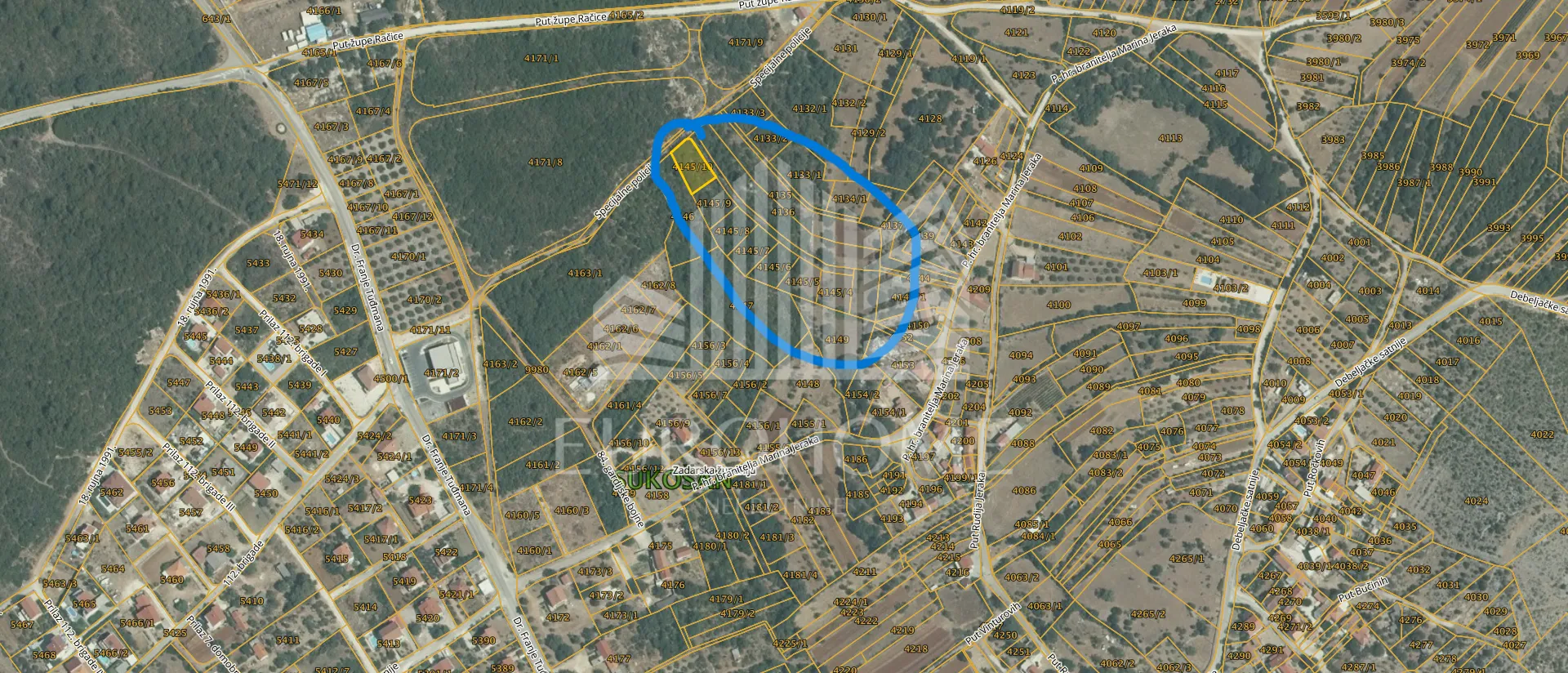 Zadar-Debeljak Prodaja Više Građevinskih Parcela - Debeljak, Sukošan