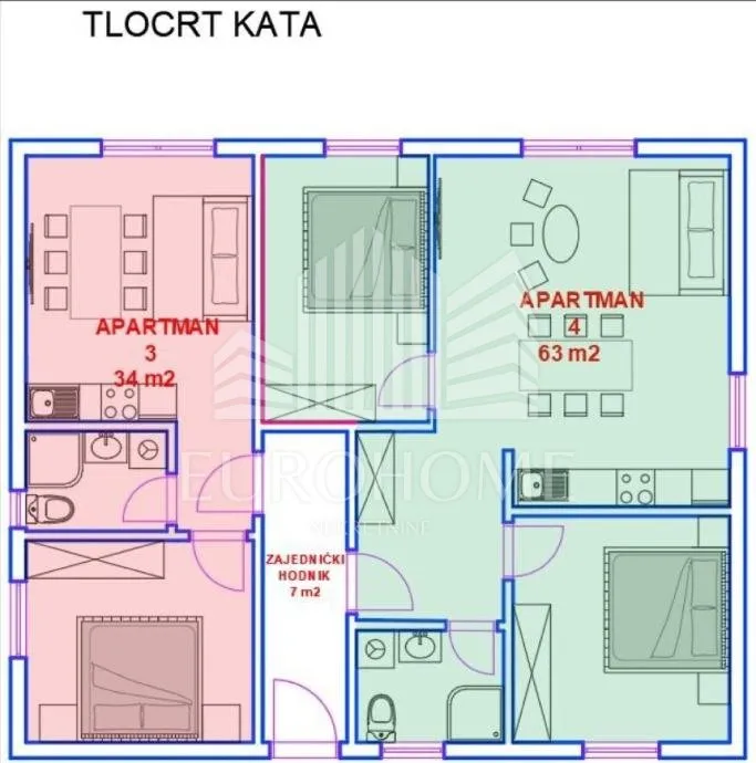 otok pag, grad pag, kuća s 4 odvojena apartmana - slika 10