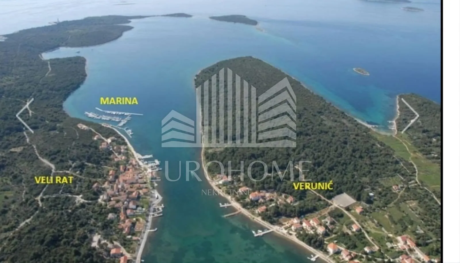 Verunić,Dugi otok,građ.zemljišta prvi red do mora,pogled, - Verunić, Sali