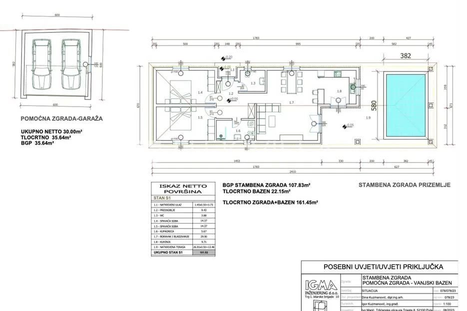 istra, vodnjan, građevinsko zemljište s glavnim projektom 1124 m2 - slika 2