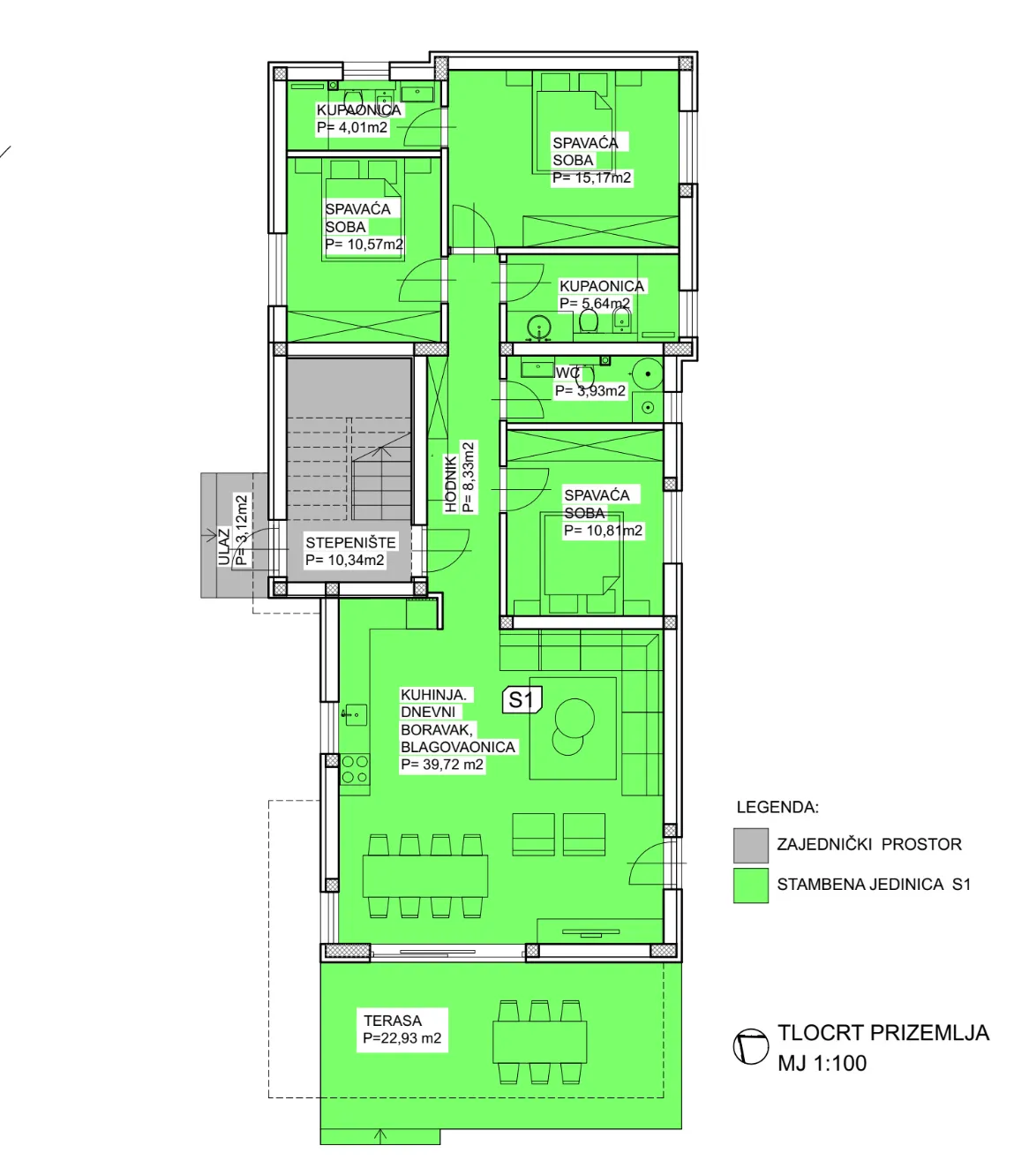 vodice, novogradnja, prostran apartman s dvorištem u centru mjesta, 146,06 m² - slika 22