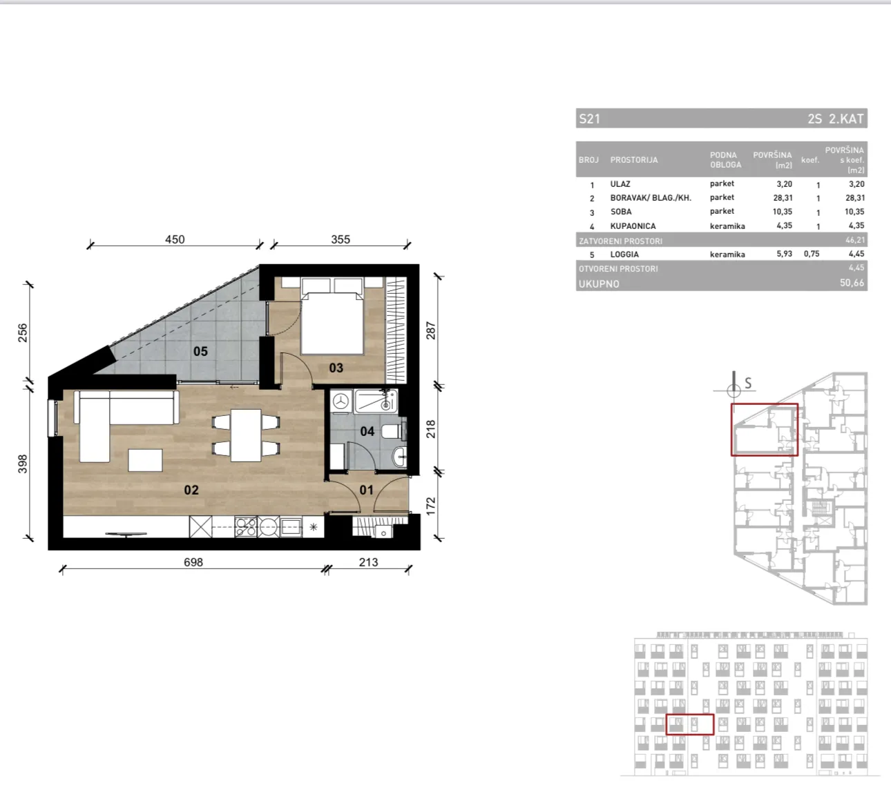 zagreb, vrapče, novogradnja, dvosoban stan na drugom katu s loggiom, 50,66 m² - slika 4