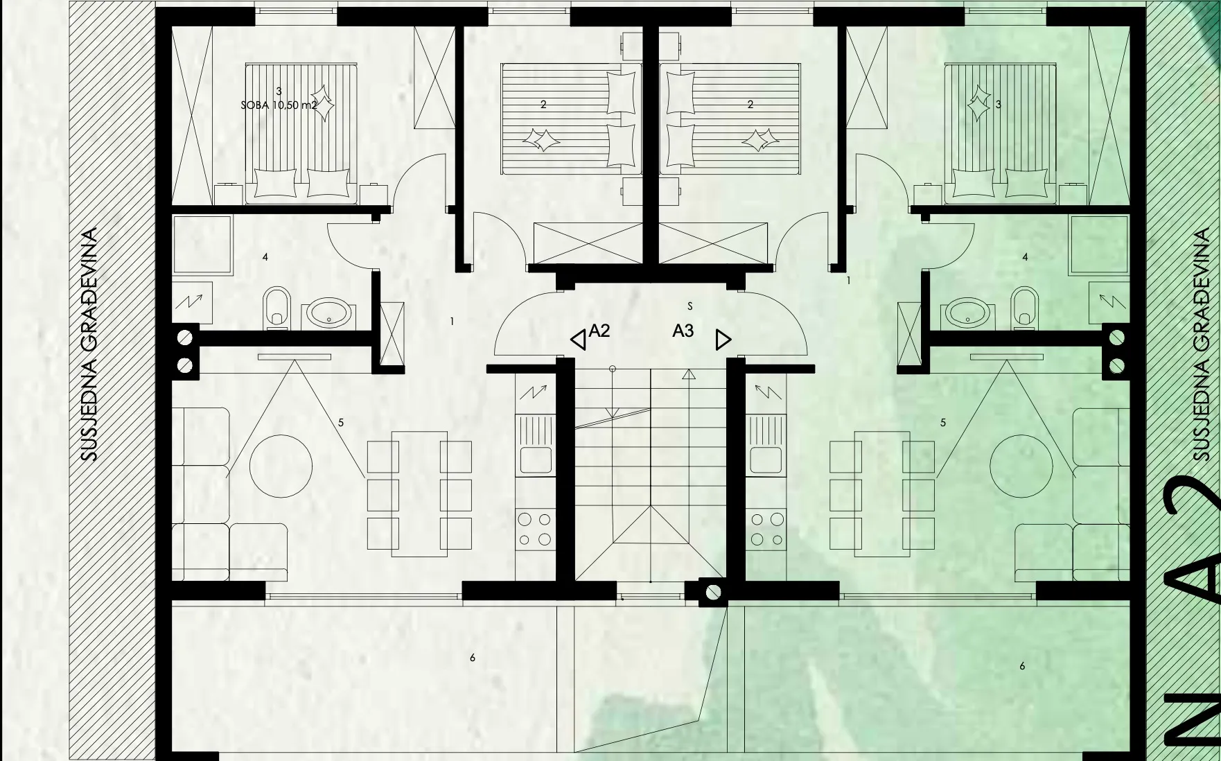 pula, širi centar, moderan trosobni stan u novogradnji, centralno plinsko grijanje 1. kat, 62.40 m² - slika 14