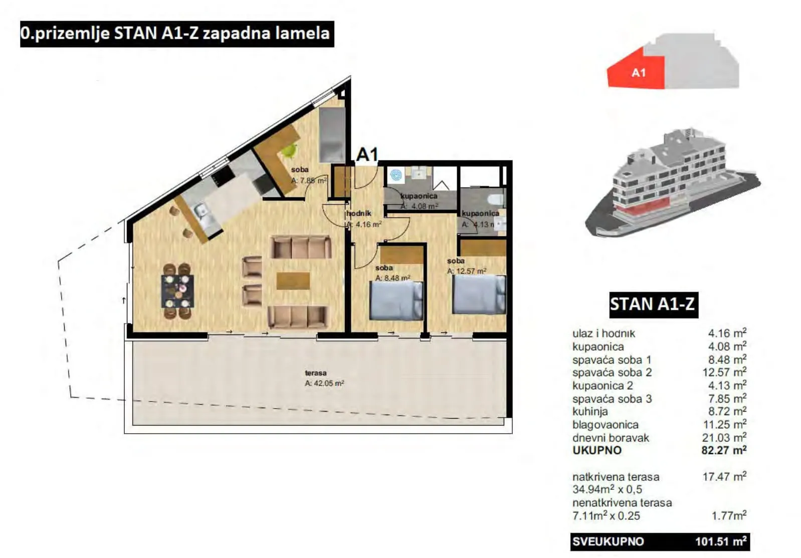 baška voda, novogradnja, useljiv, namješten, trosoban stan veličine 101, 50 m² - slika 10