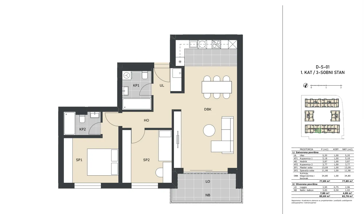 velika gorica, trosoban stan neto površine 82,78 m² novogradnja - slika 5