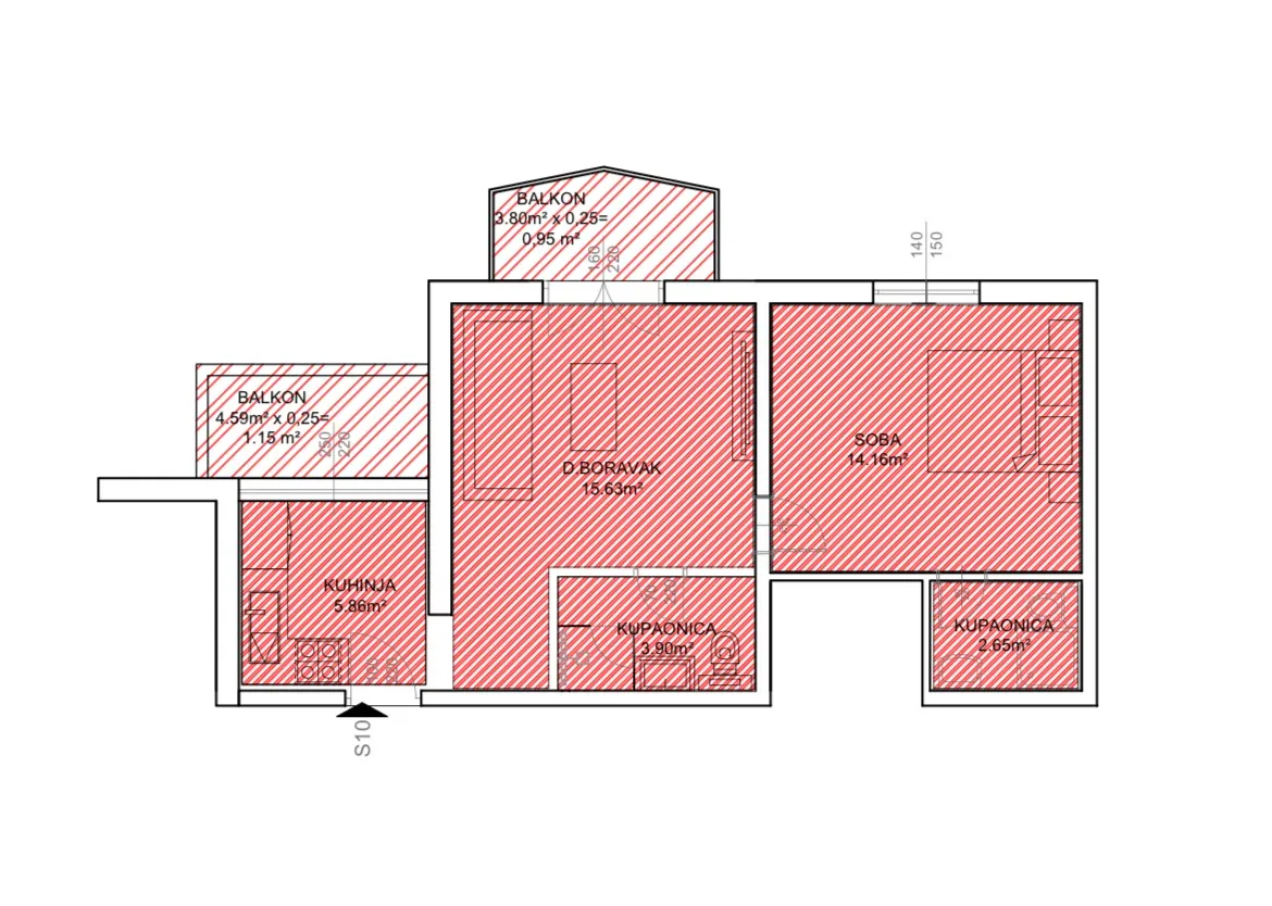 pakoštane, jednosobni apartman s10 na drugom katu površine od 49 m², 250 m od mora - slika 21