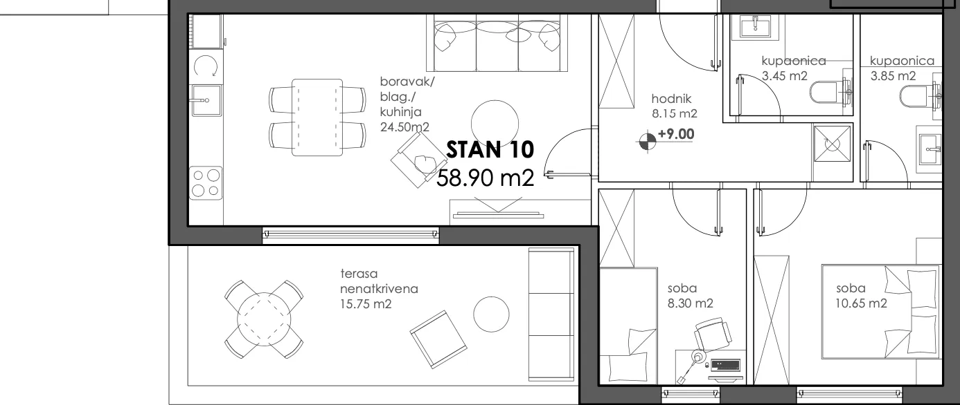 zagreb, trnava, moderan trosoban stan 63 m² novogradnja - slika 13