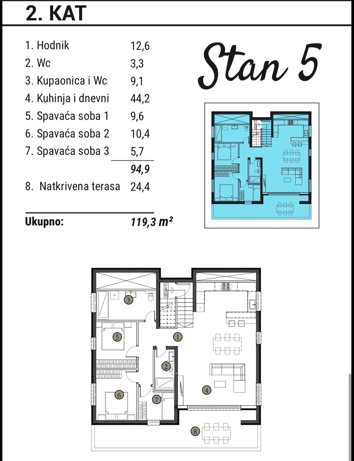 trogir, trosoban stan u izgradnji površine 124.27 m² - slika 15
