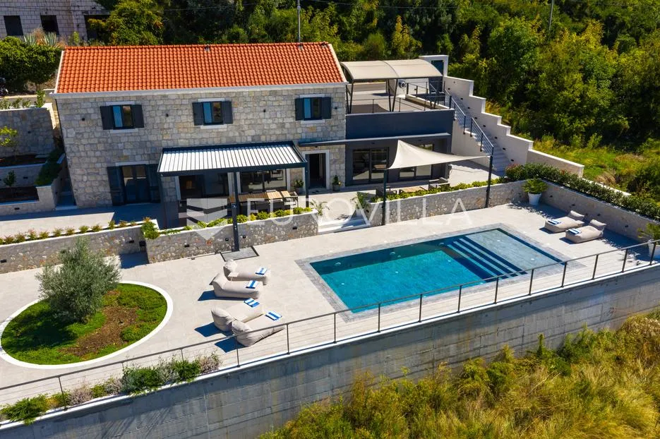dubrovnik okolica, prekrasna kamena kuća s bazenom i pogledom - slika 42