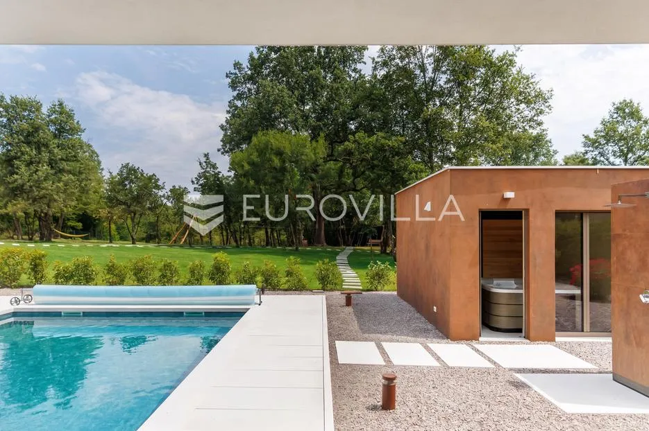 istra, labin, vrhunska moderna villa d, grijani bazen 48 m², 2365 m² uređene okućnice - slika 16