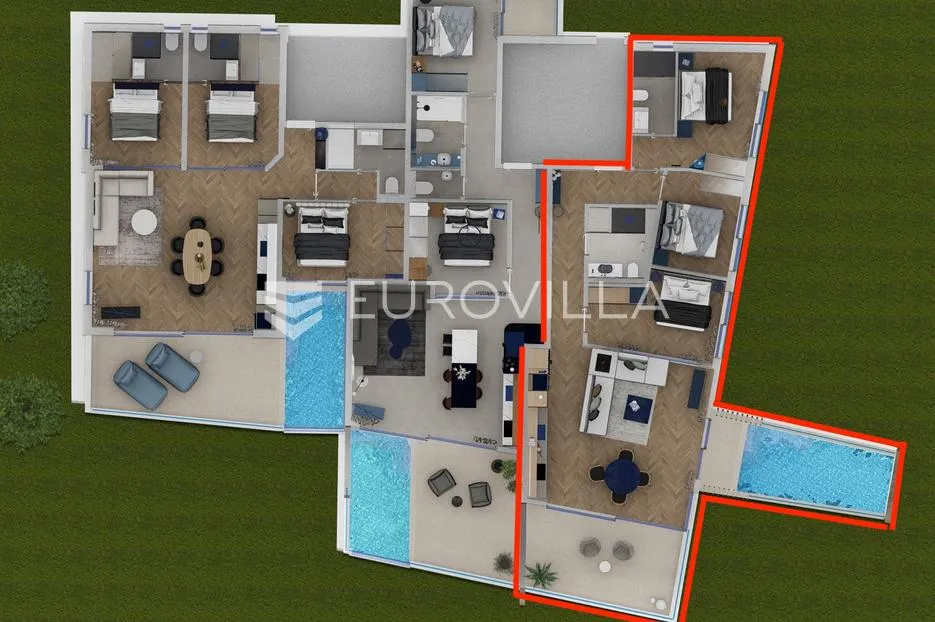grebaštica, luksuzan penthouse s bazenom i pogledom na more, prvi red do mora, 110,54 m² - slika 8