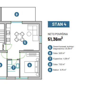 čepin, trosoban stan u mirnom dijelu naselja, 51 m² - slika 7