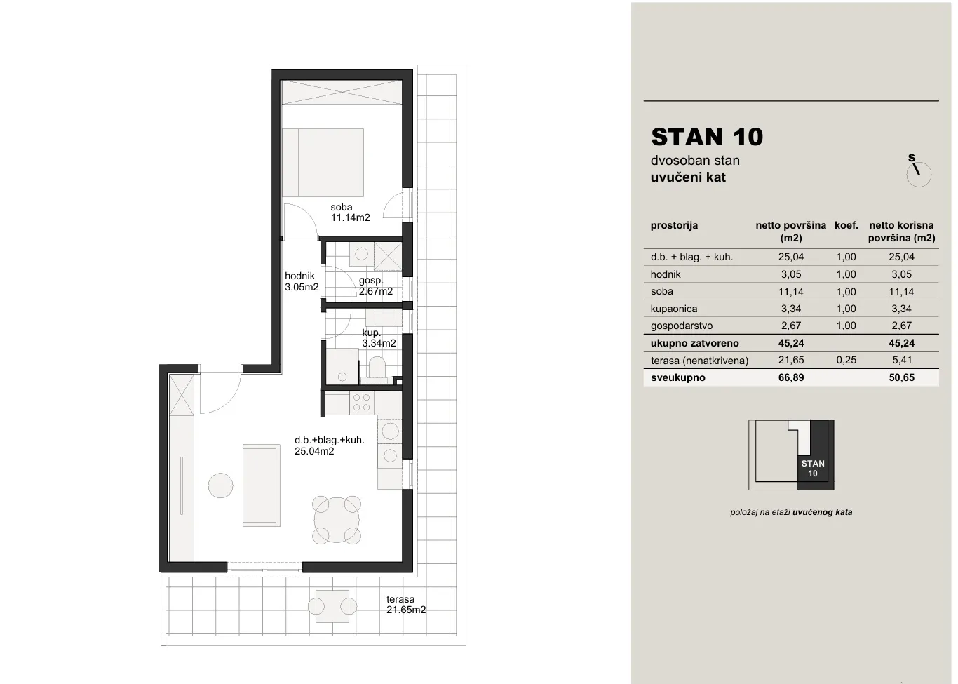 zagreb, hrvatski leskovac dvosoban penthouse stan 50 m² novogradnja - slika 5