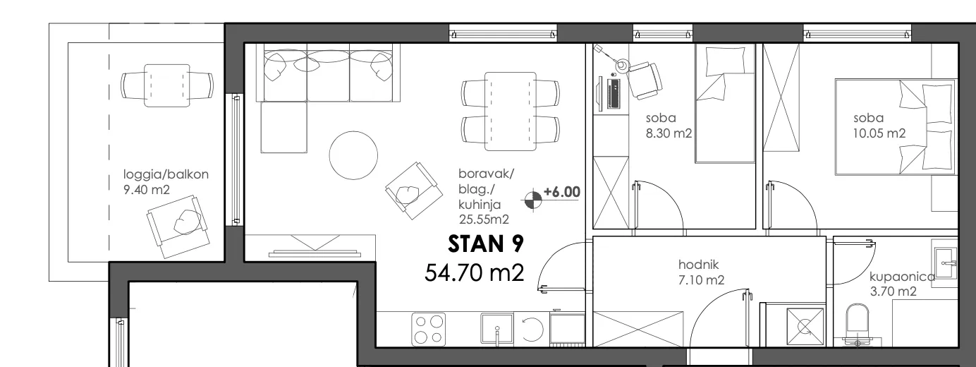 zagreb, trnava, moderan trosoban stan nkp 62 m2 novogradnja - slika 13