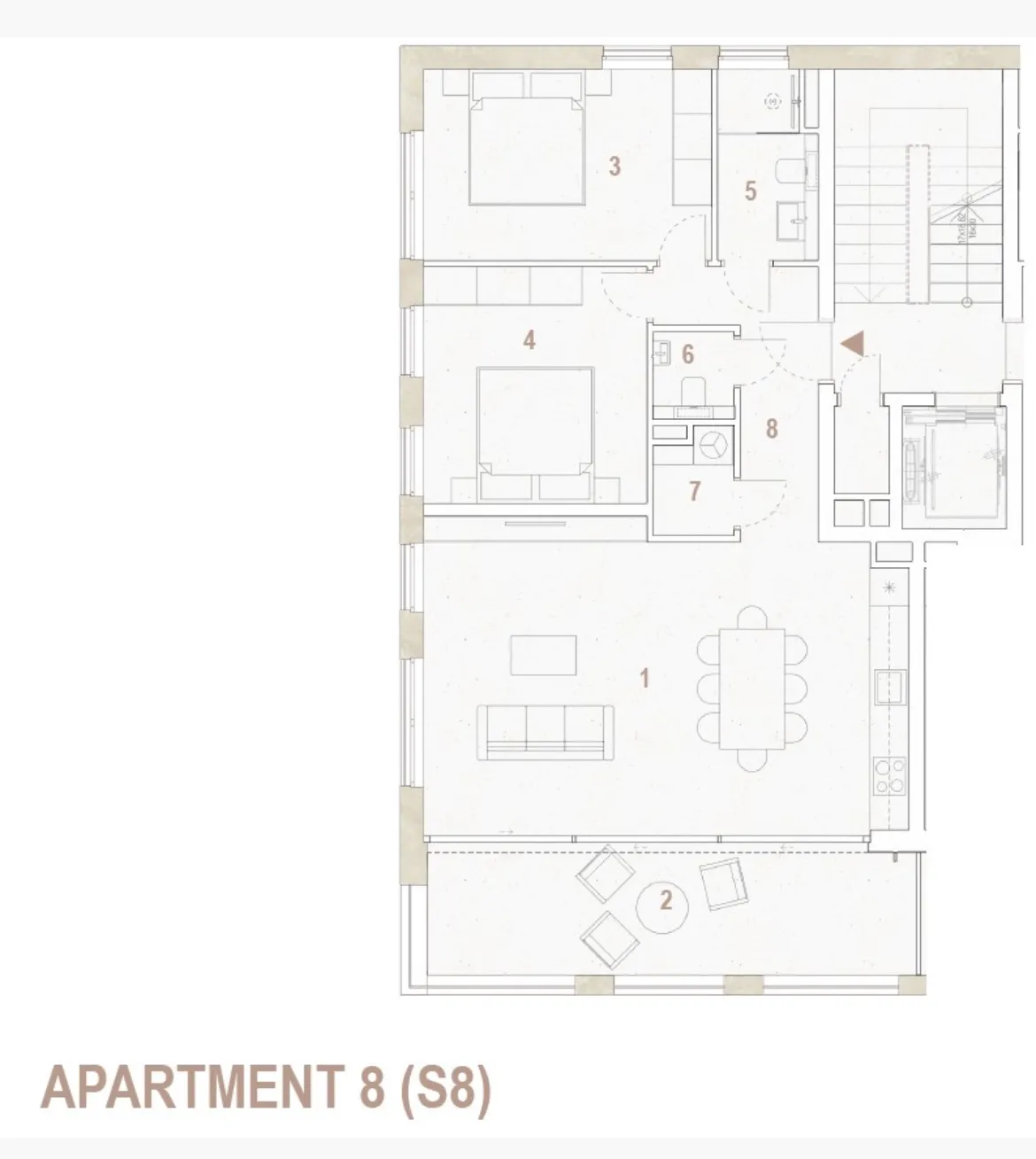 trogir, seget donji, dvosoban stan na četvrtom katu neto korisne površine 90 m², s8, c - slika 12