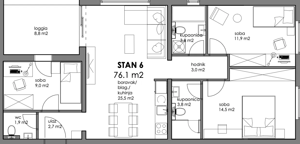 zagreb, trnava, četverosoban stan u vrhunskoj novogradnji, neto 83 m² - slika 13