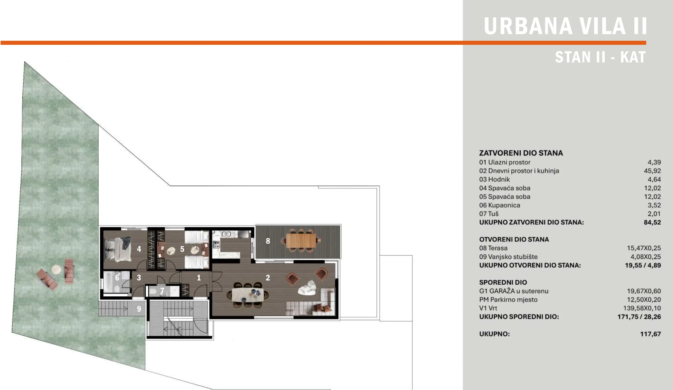 zagreb, projekt perjavica view trosoban stan s 2 parkirna mjesta i vrtom 117,67 m², novogradnja - slika 9