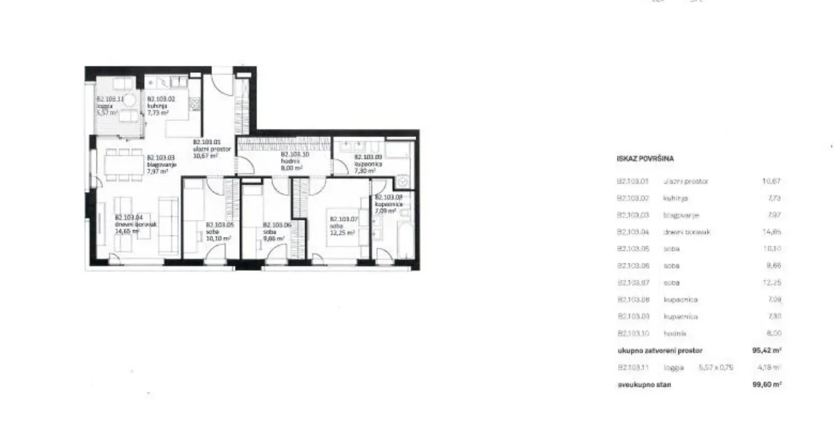 zagreb, bužanova, b blok, luksuzan trosoban stan 119,33 m² - slika 9