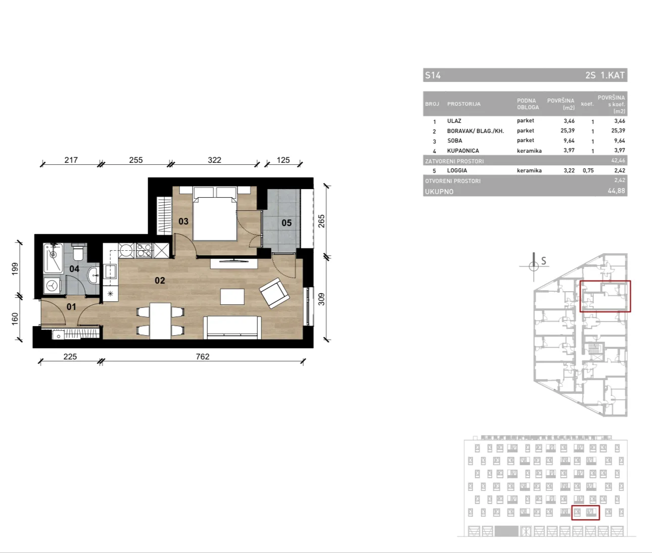 zagreb, vrapče, novogradnja, dvosoban stan na prvom katu s loggiom, 44,88 m² - slika 4