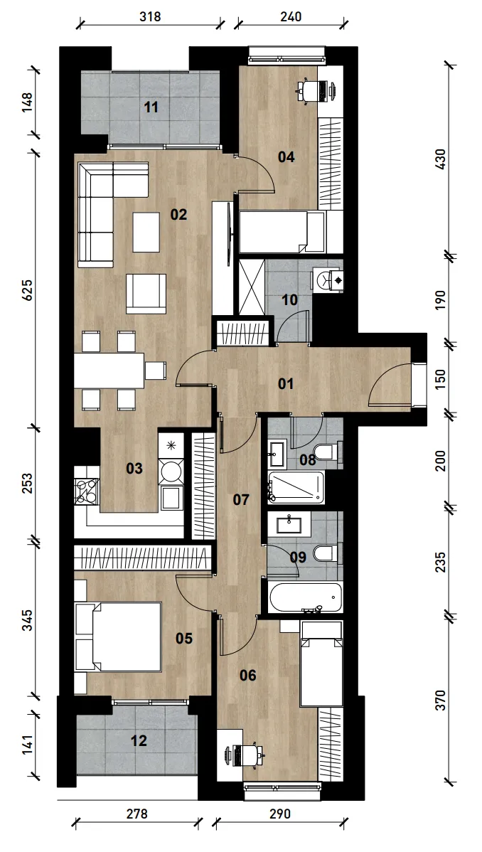 zagreb, črnomerec, vrhunska novogradnja, četverosoban apartman površine 91,22 m² - slika 14