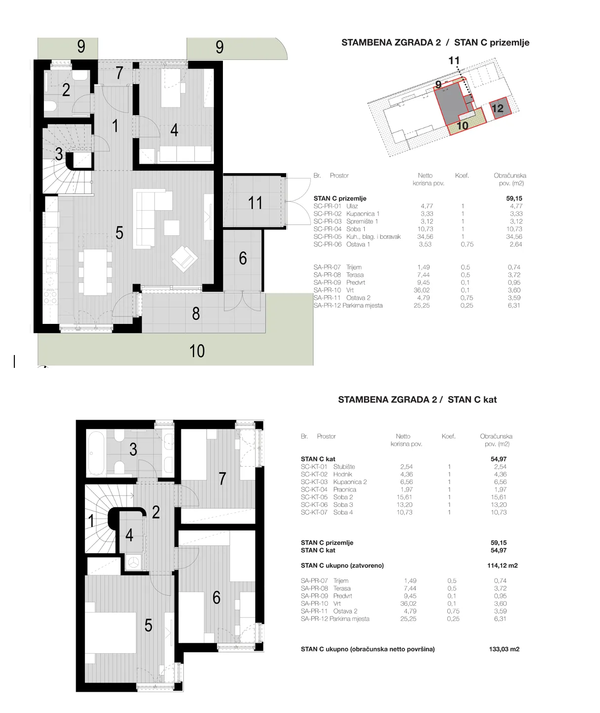 sveta nedelja, orešje, moderan peterosoban dvoetažni stan s vrtom, 133,03 m², novogradnja - slika 5
