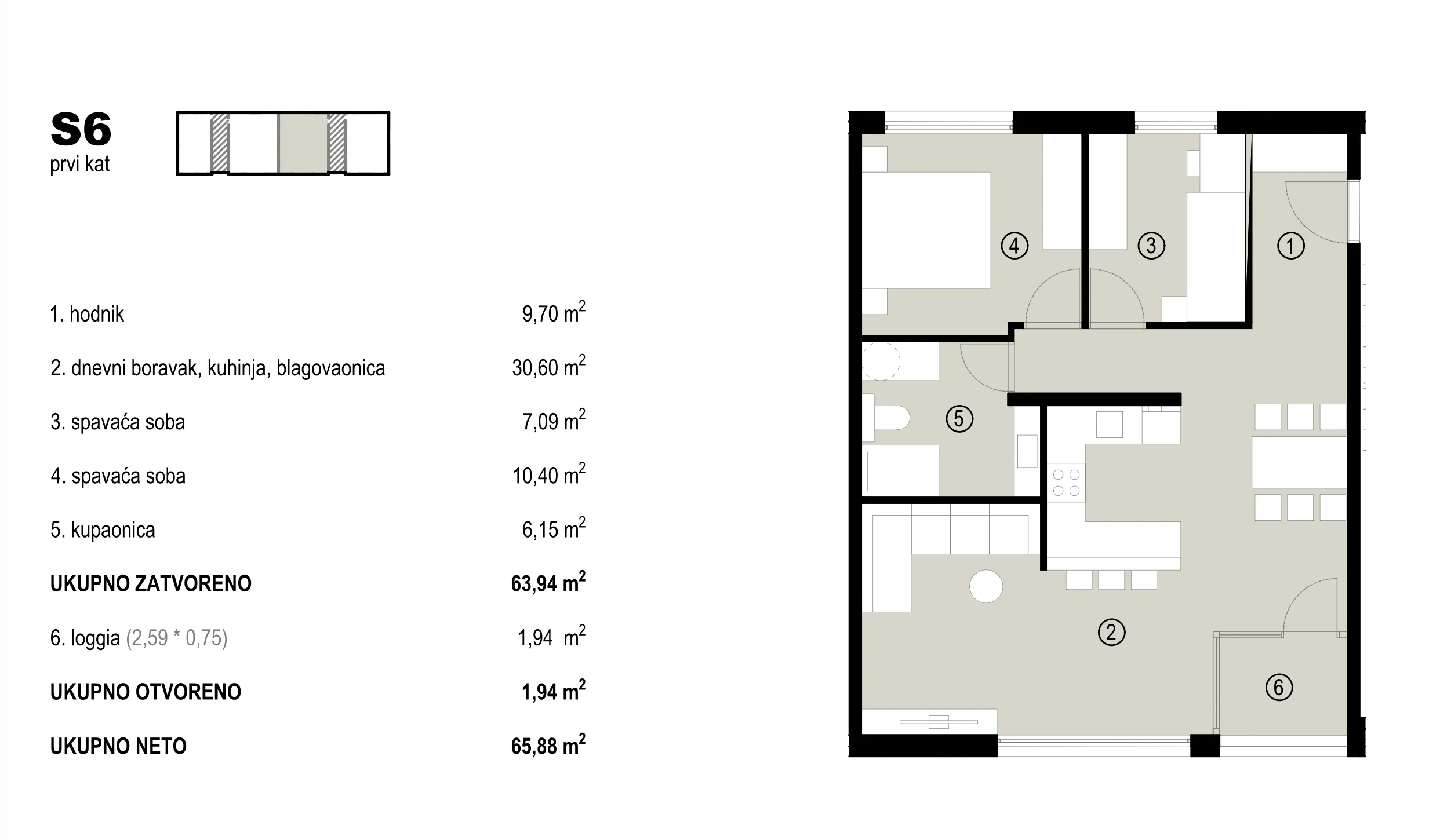 sveta nedelja, atraktivan trosoban stan s loggijom, 66 m² novogradnja - slika 11