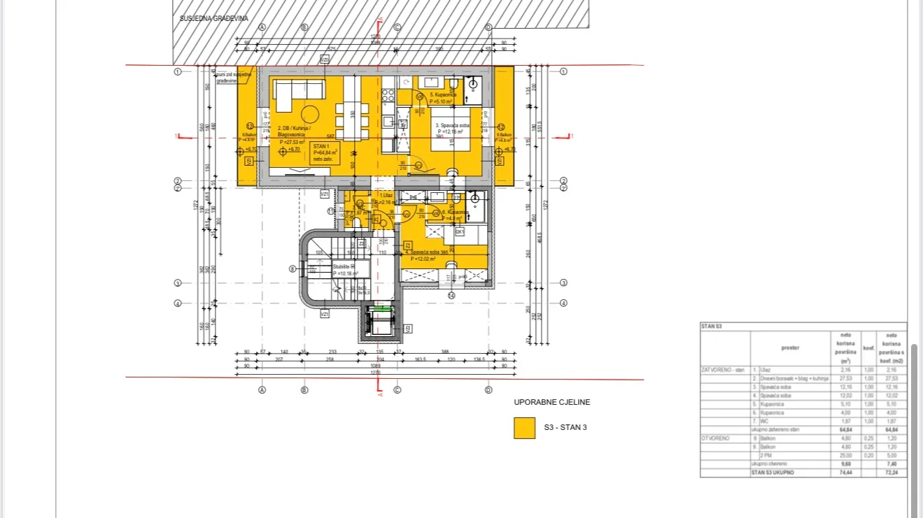 zagreb, pantovčak, luksuzan trosoban stan 72 m², novogradnja - slika 12