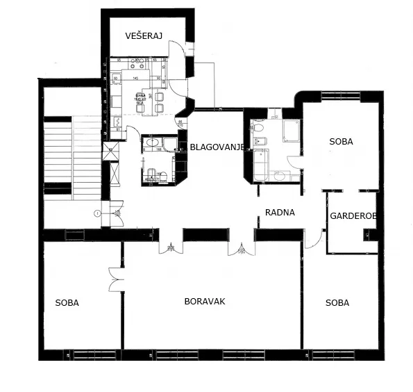 zrinjevac prekrasan četverosoban stan 200 m² za najam - slika 13