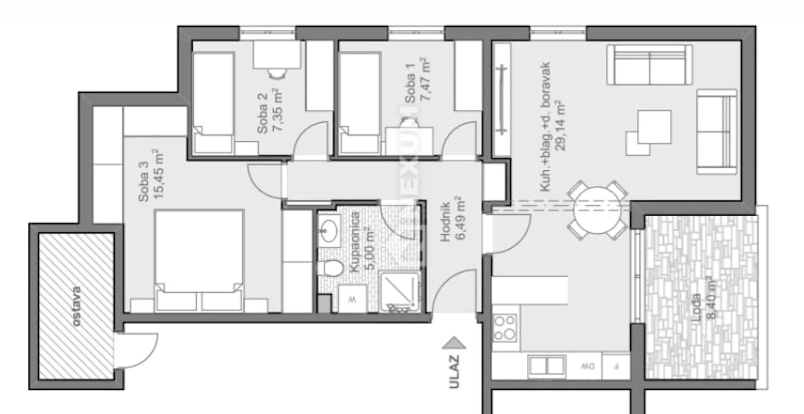 kaštel stari, trosoban stan 73 m² s pogledom na more uz parkirno mjesto i ostavu - slika 17