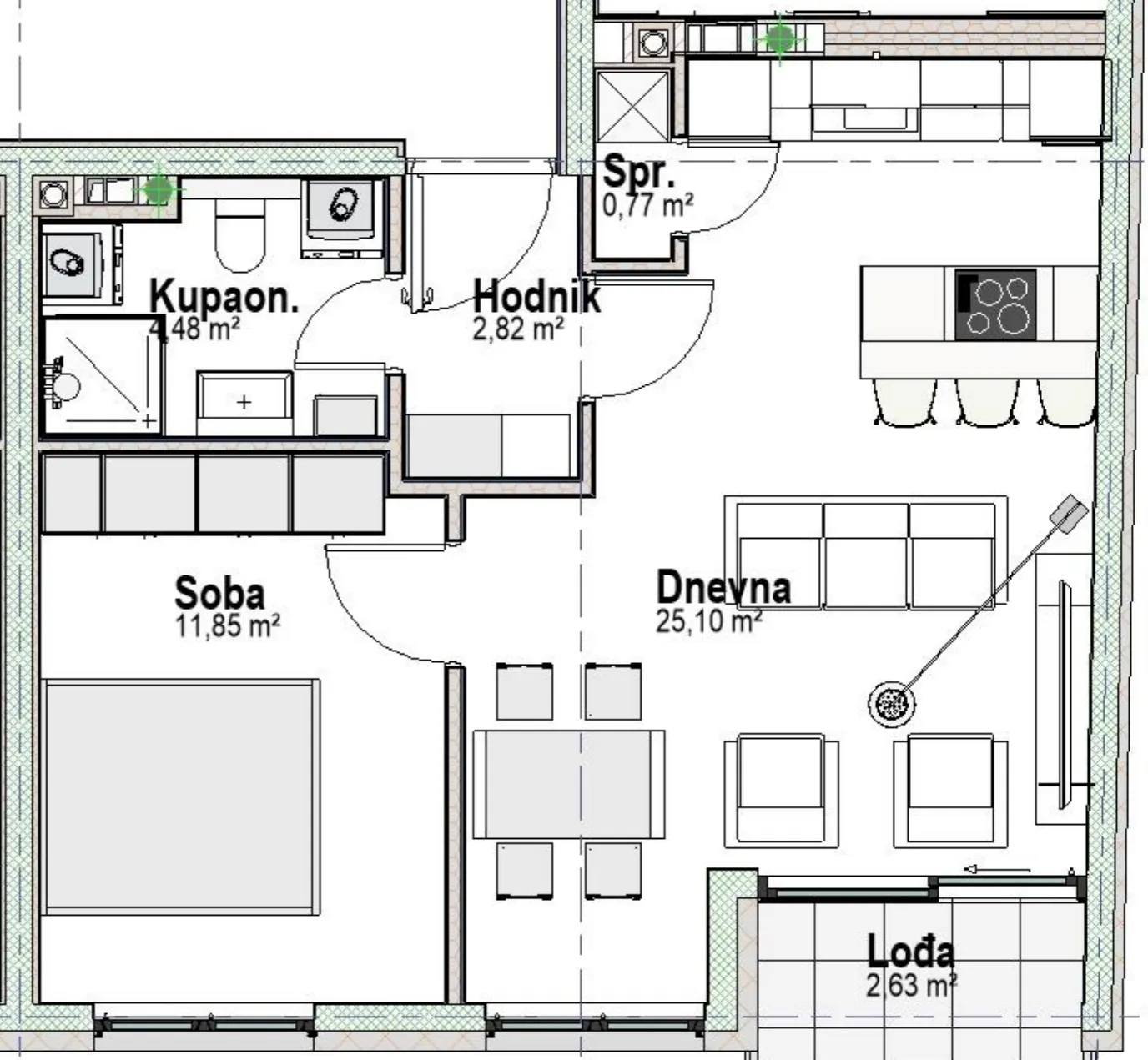 osijek, retfala, novogradnja, dvosoban stan na 2. katu, 50 m² - slika 3
