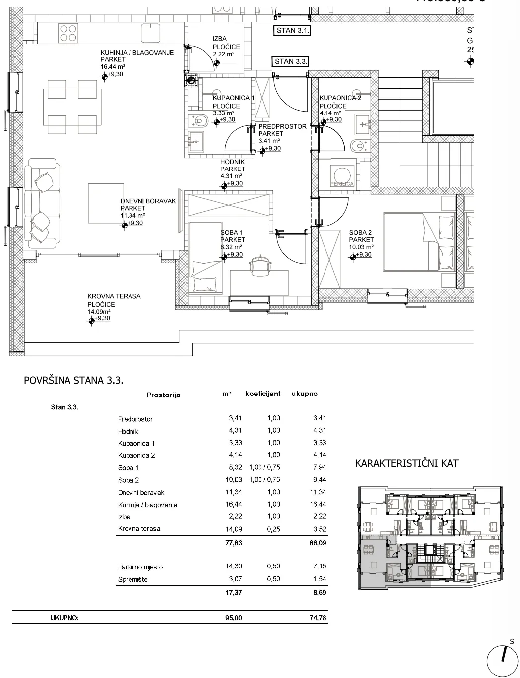 grad cres, centar, trosoban stan s krovnom terasom, novogradnja - slika 9