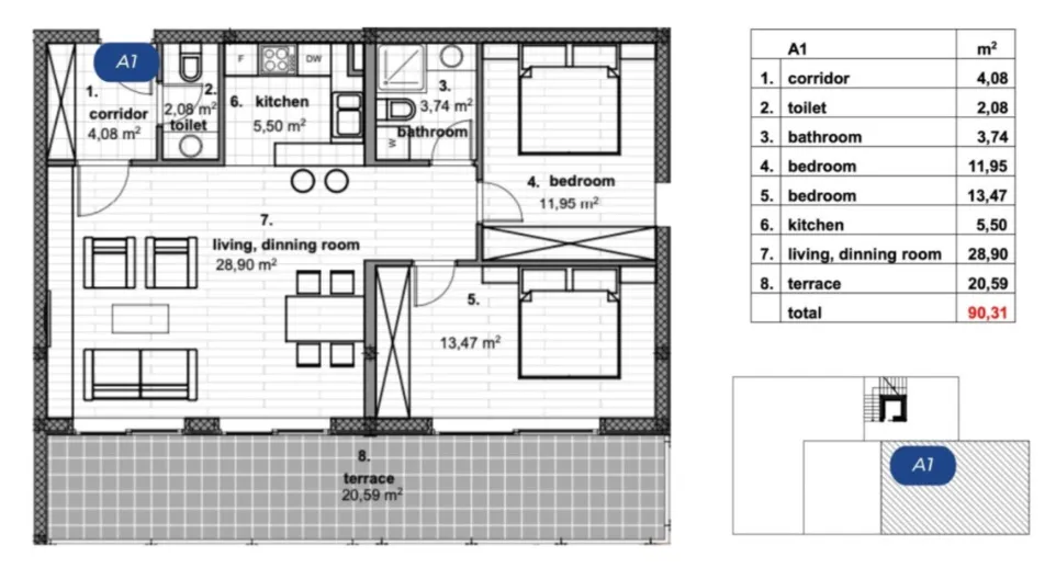 makarska, moderan dvosoban apartman s velikom terasom - slika 13