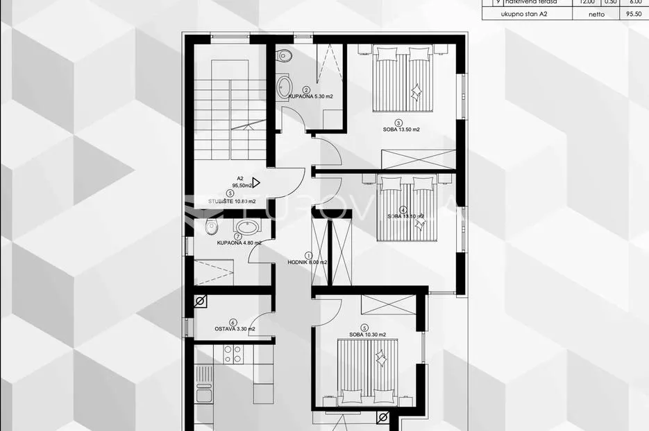 pula, pješčana uvala, četverosobni stan novogradnje 1. kat, 95.50 m², 450 m od mora - slika 18
