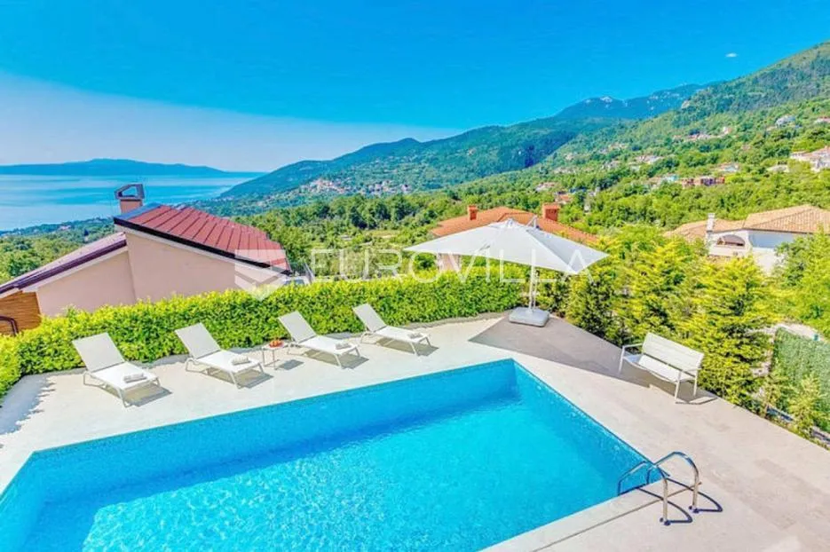ičići, poljane, elegantna vila s panoramskim pogledom 275 m2, bazen, garaža - slika 2