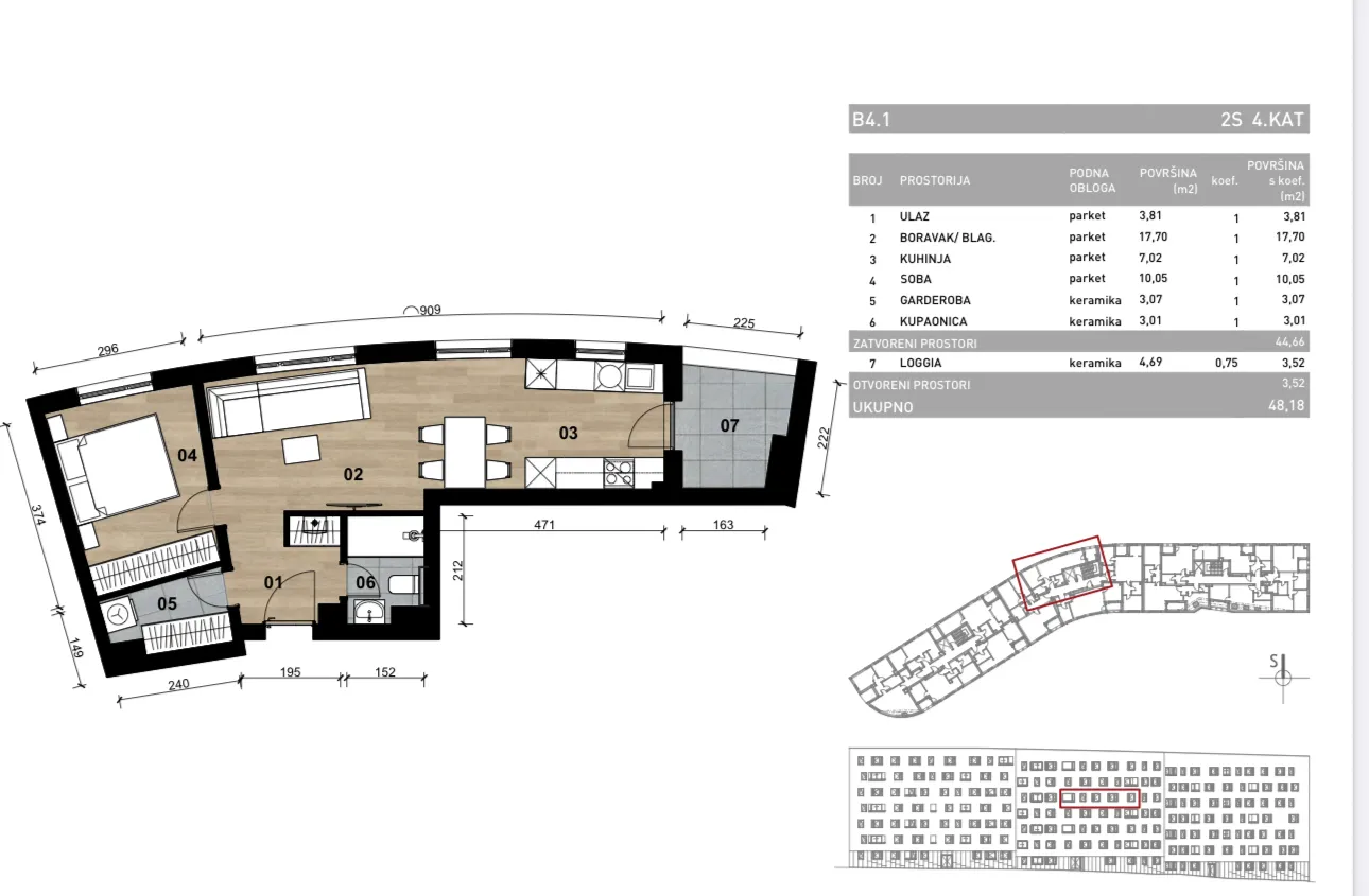 zagreb, dubrava, novogradnja, dvosoban stan s loggiom, 49 m² - slika 2