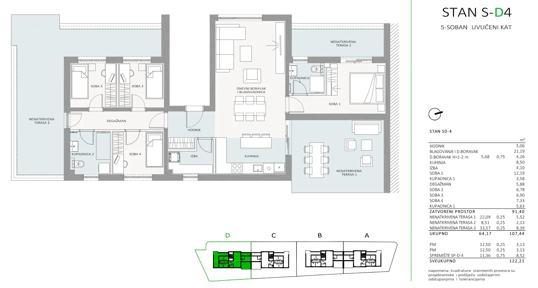 sveta nedelja residence, peterosoban stan nkp 122.21 m2 novogradnja - slika 7