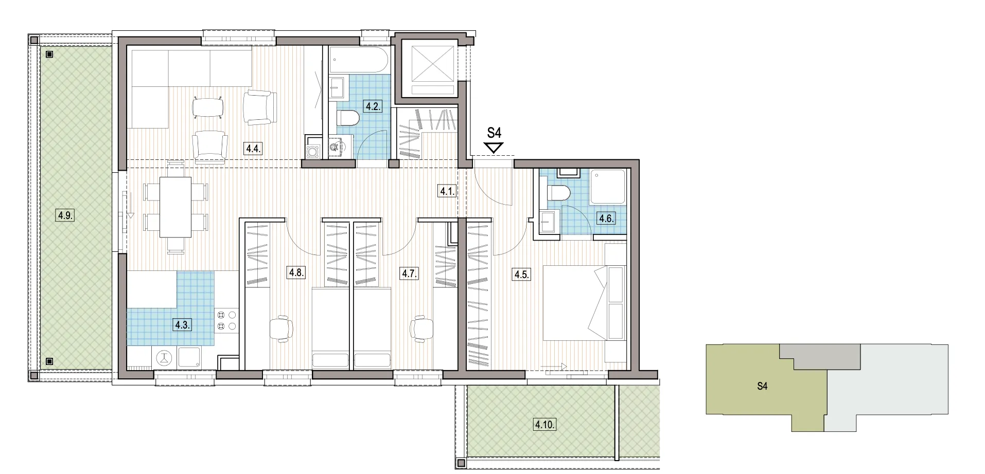 sesvete, kobiljak, luksuzna novogradnja, četverosoban stan 85 m² - slika 4
