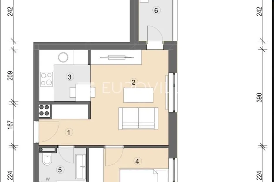 zagreb, rudeš, funkcionalan dvosoban stan 34 m², novogradnja - slika 7