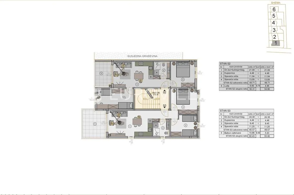 pula, kaštanjer, moderni trosobni stan u novogradnji, 1. kat, 60 m², vrhunska lokacija - slika 6
