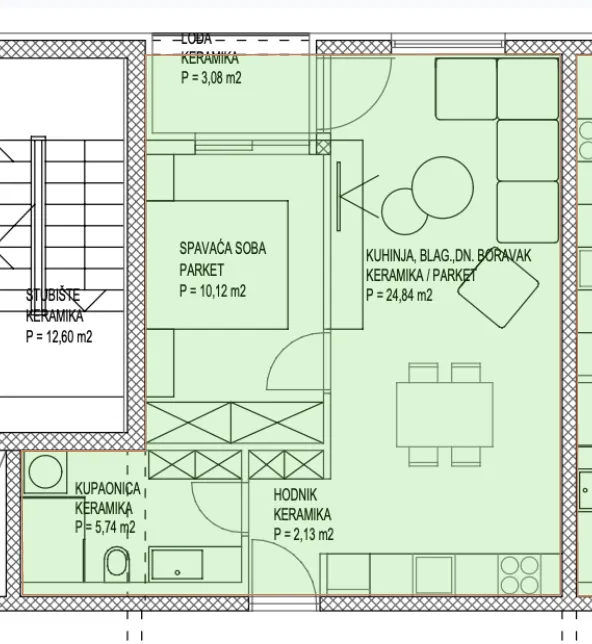 zadar, vruljica, moderan jednosoban stan s lođom na 2. katu, 250 m od mora, 45.13 m² - slika 11