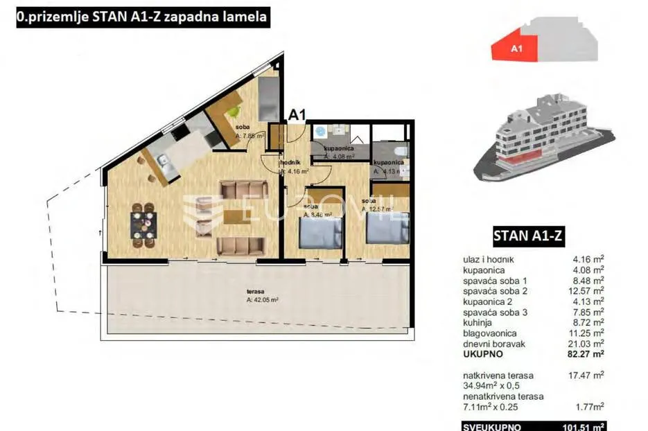 baška voda, novogradnja, useljiv, namješten, trosoban stan veličine 101, 50 m² - slika 5