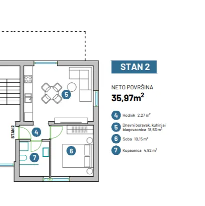 osijek, čepin, dvosoban stan s vrtom od 40 m² i parkirnim mjestom - slika 9